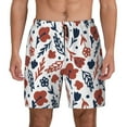 thumbnail image 1 of Kdxio Red Blue Leaves Print Men's Swim Trunks with Compression Liner 7 Inch Inseam Quick Dry Swim Shorts, 1 of 7