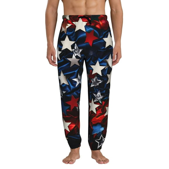 Kdxio Red Blue White Stars Pattern Joggers,Sweatpants for Men with Pockets-Small