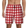 thumbnail image 1 of Kdxio Red Checkboard Print Men'S Swim Trunks With Compression Liner 7 Inch Inseam Quick Dry Swim Shorts, 1 of 7