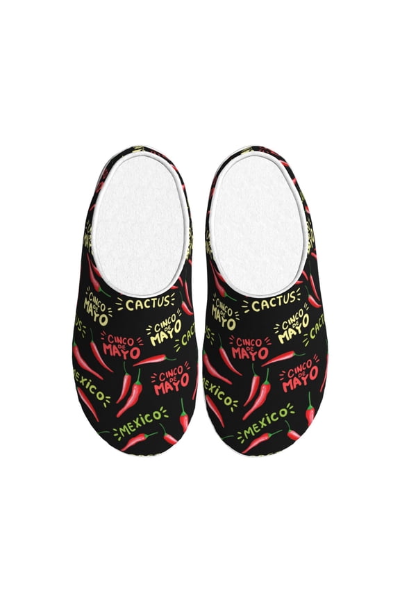 Red Chili Women's Men's Slippers Plush Slip-On House Slipper for Winter Indoor Soft Cushion Non-slip Fluffy Slides Slippers-39/40