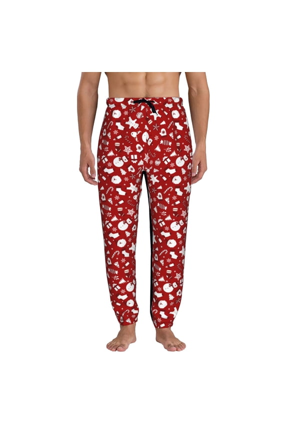 Red Christmas Cheer. Pattern Joggers,Sweatpants for Men with Pockets-X-Large