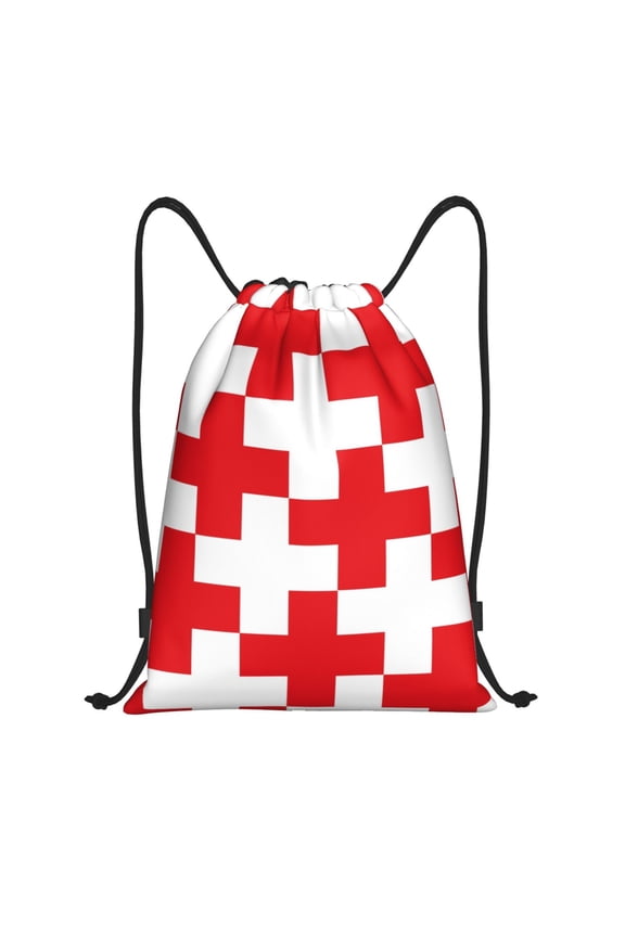 Red Cross 1 Print Drawstring Backpack Bag,Waterproof Draw String Back Sack, Gym Drawstring Bags Swim Bag For Unisex