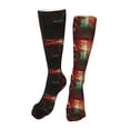 thumbnail image 1 of Kdxio Red Dark Skull Abstract Funny Silky Novelty Funky Long Knee High Socks Soft 3D Print Cosplay Crazy Stockings for Men Women, 1 of 8