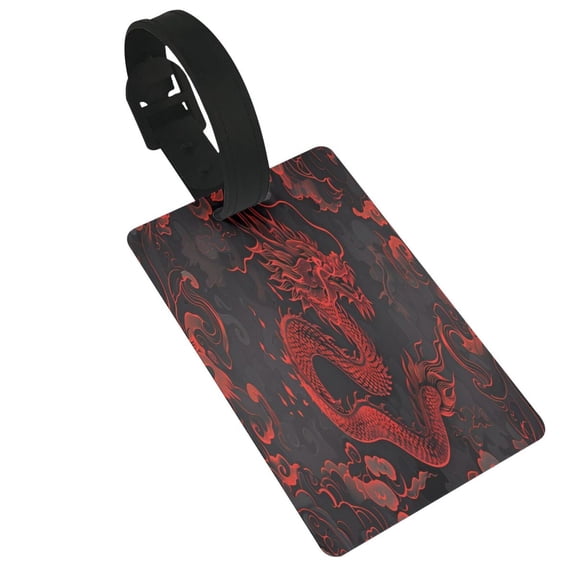 Kdxio Red Dragon On Black Luggage Tags Privacy Cover ID Label Suitcase Tags Identifiers For School Bags,Suitcases