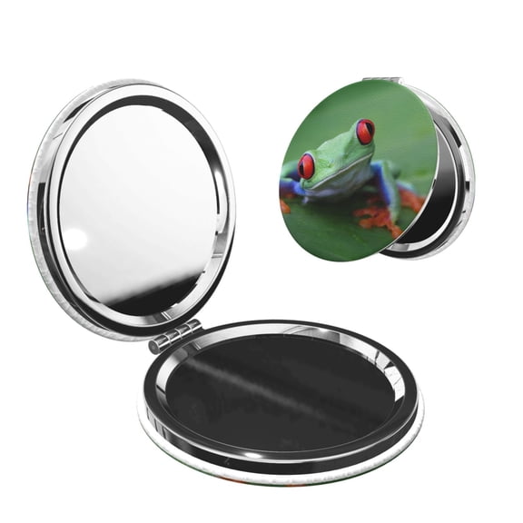 Kdxio Red-Eyed Tree Frog-1 Pocket Mirror, 1X/2X Travel Makeup Mirror 2-Sided Folding Small Mirror Portable Double-Sided Magnifying Cosmetic Mirror for Gift-Round Shape