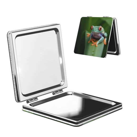 Kdxio Red-Eyed Tree Frog Pocket Mirror, 1X/2X Travel Makeup Mirror 2-Sided Folding Small Mirror Portable Double-Sided Magnifying Cosmetic Mirror for Gift-Square