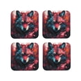 thumbnail image 1 of Kdxio Red Flame Wolf Head Funny Coasters,4 Pcs Leather Coasters,Housewarming Gifts,Protect Furniture from Water Marks Scratch and Damage, 1 of 6