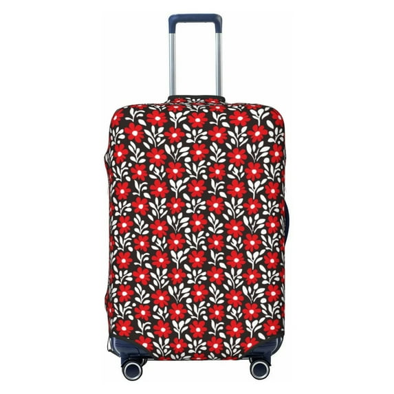 Kdxio Red Floral Pattern Luggage Cover for Travel,Elastic and Durable,Fits 18-32 Inch,-No luggage included