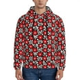 thumbnail image 1 of Kdxio Red Floral Print Mens Casual Hooded Collar Drawstring Hoodies Pullover Sweatshirts Casual Long Sleeve Shirts-X-Large, 1 of 7