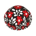 thumbnail image 1 of Kdxio Red Floral Print Shower Cap for Women,Elastic and Reusable,Double Waterproof Layers Bathing Hat, 1 of 1