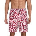 thumbnail image 1 of Kdxio Red Flowers Print Mens Sleep Shorts Bottoms Soft Comfy Pajama Wear Pants with Drawstring Pockets, 1 of 7