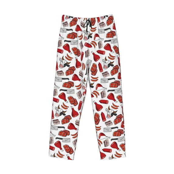 Kdxio Red Food Print Men's Sleep Pajama Pant Lounge Pants with Pockets