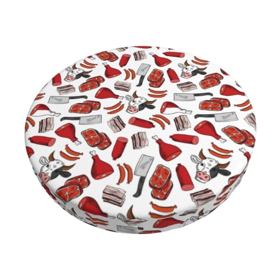 Kdxio Red Food Print Stool Covers Round,Stretch Round Bar Stool Covers Washable Bar Stool Cushion Slipcover for 12-15 Inch Chair