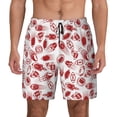 thumbnail image 1 of Kdxio Red Football Print Men's Swim Trunks with Compression Liner 7 Inch Inseam Quick Dry Swim Shorts, 1 of 7