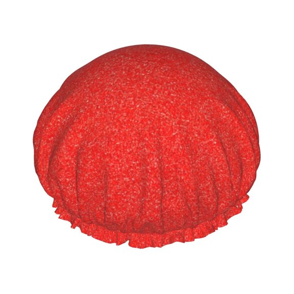 Kdxio Red Glitter Print Shower Cap for Women,Elastic and Reusable,Double Waterproof Layers Bathing Hat