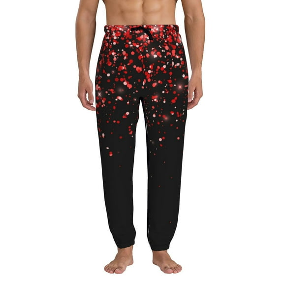 Kdxio Red Glitter1 Pattern Joggers,Sweatpants for Men with Pockets-Large