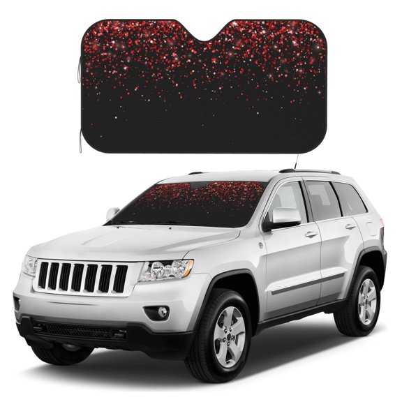 Kdxio Red Glitter1 Print Windshield Sun Shade, Foldable Sun Blocker for Car,Truck,SUV Automotive Interior Sun Protection,Reflective Shade for Front Windshield(Medium)