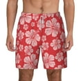 thumbnail image 1 of Kdxio Red Hibiscus Flower Print Men'S Swim Trunks With Compression Liner 7 Inch Inseam Quick Dry Swim Shorts, 1 of 7