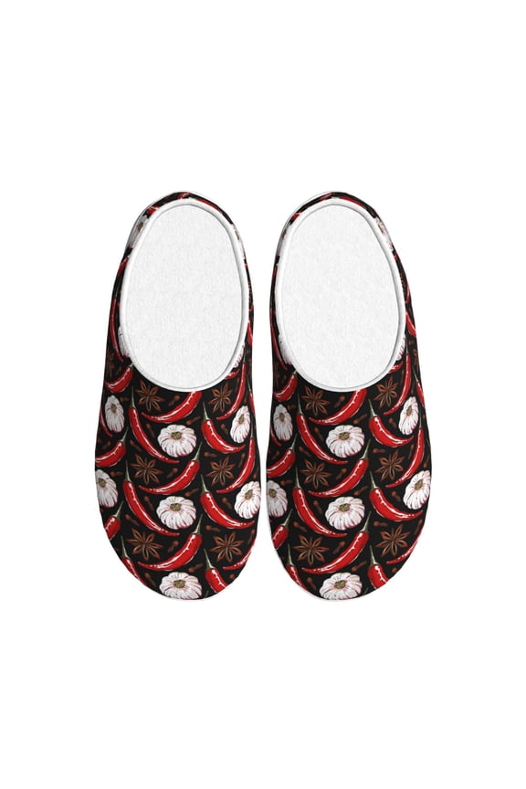 Red Hot Chili 1 Women's Men's Slippers Plush Slip-On House Slipper for Winter Indoor Soft Cushion Non-slip Fluffy Slides Slippers-46/47