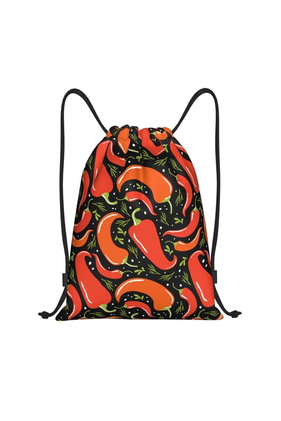 Red Hot Chili Print Drawstring Backpack Bag,Waterproof Draw String Back Sack, Gym Drawstring Bags Swim Bag For Unisex