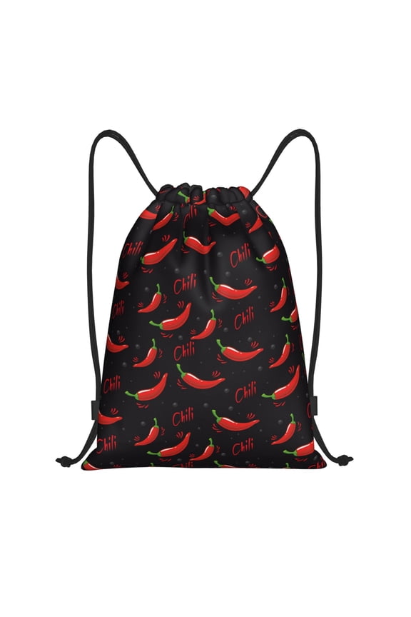 Red Hot Chili Print Drawstring Backpack Bag,Waterproof Draw String Back Sack, Gym Drawstring Bags Swim Bag For Unisex