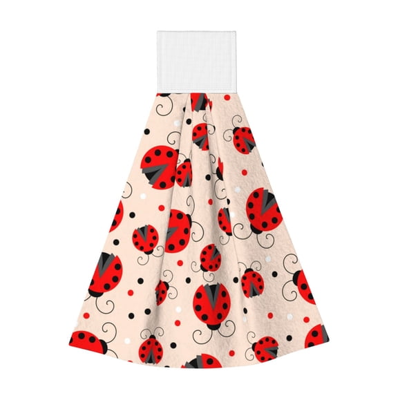 Kdxio Red Ladybug Hand Towel with Loop Hanging Towel Absorbent Tie Towels for Kitchen Tea Bar Bathroom Decor