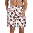 thumbnail image 1 of Kdxio Red Ladybugs On Black Dotted Pattern Mens Casual Shorts - Drawstring Summer Beach Sports Shorts for Men, 1 of 5