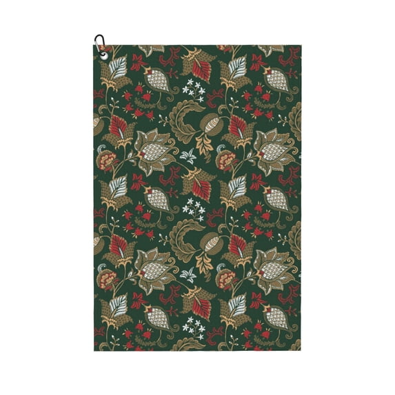 Kdxio Red Leaves Pattern Golf Towel (24" X 16") with Carabiner Clip - The Convenient Golf Cleaning Towel