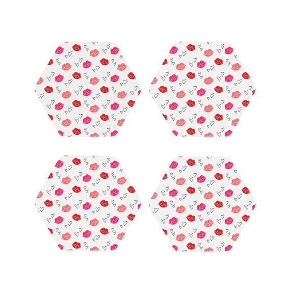 Kdxio Red Lips 1 Funny Coasters,4 Pcs Leather Coasters,Housewarming Gifts,Protect Furniture from Water Marks Scratch and Damage