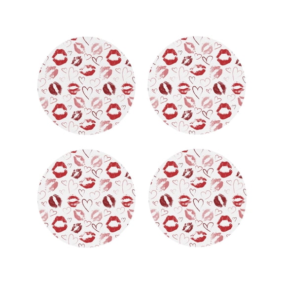 Kdxio Red Lips Funny Coasters,4 Pcs Leather Coasters,Housewarming Gifts,Protect Furniture from Water Marks Scratch and Damage