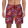 thumbnail image 1 of Kdxio Red Lips Kissing Print Men's Swim Trunks with Compression Liner 7 Inch Inseam Quick Dry Swim Shorts, 1 of 5