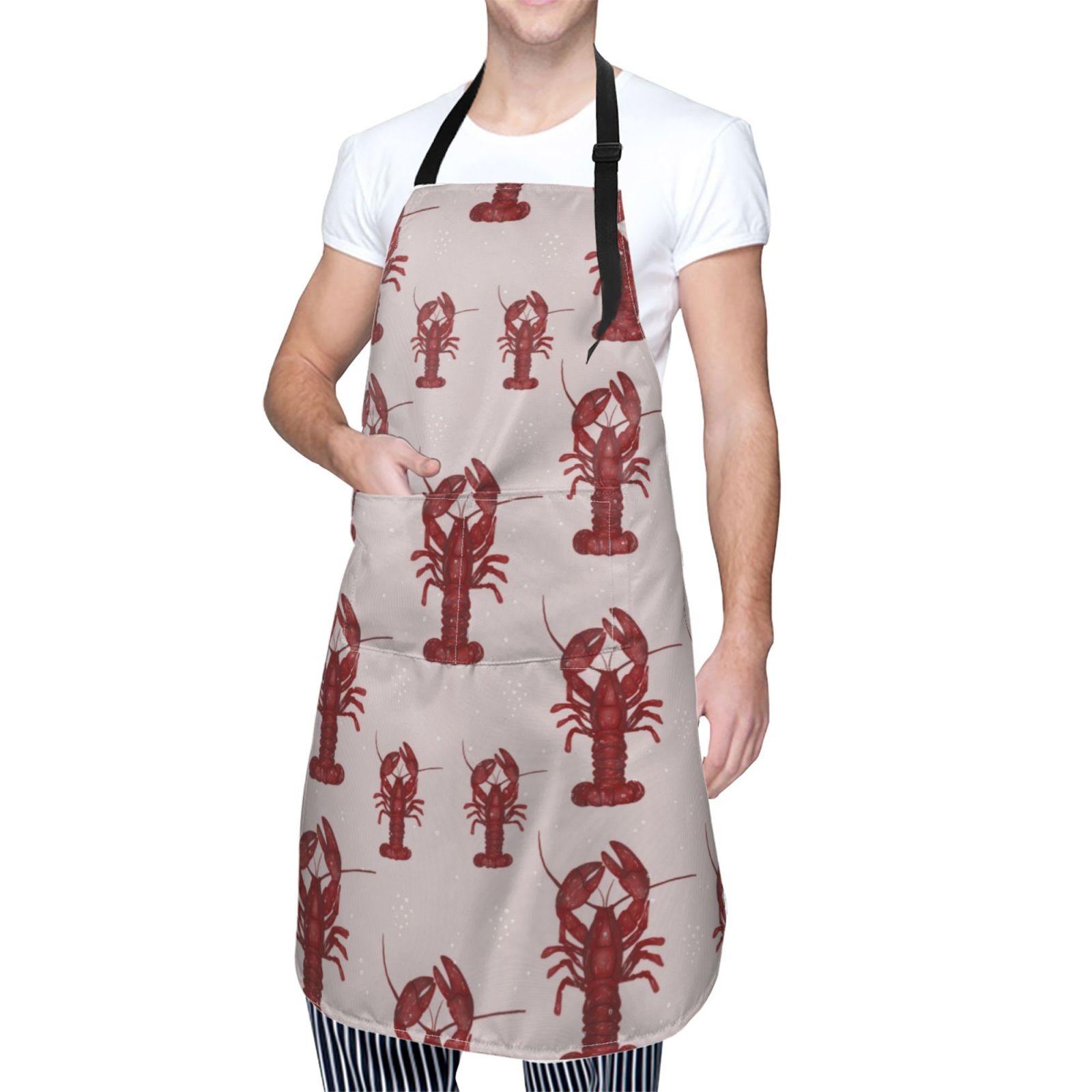 Kdxio Red Lobster With Claws Apron with Pockets Adjustable Kitchen Aprons for Men Women Waterproof Aprons for Cooking,Drawing,Crafting, Baking Household Cleaning