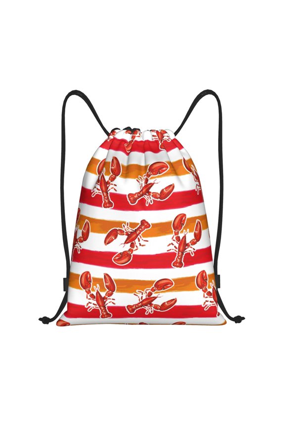 Red Lobster Print Drawstring Backpack Bag,Waterproof Draw String Back Sack, Gym Drawstring Bags Swim Bag For Unisex