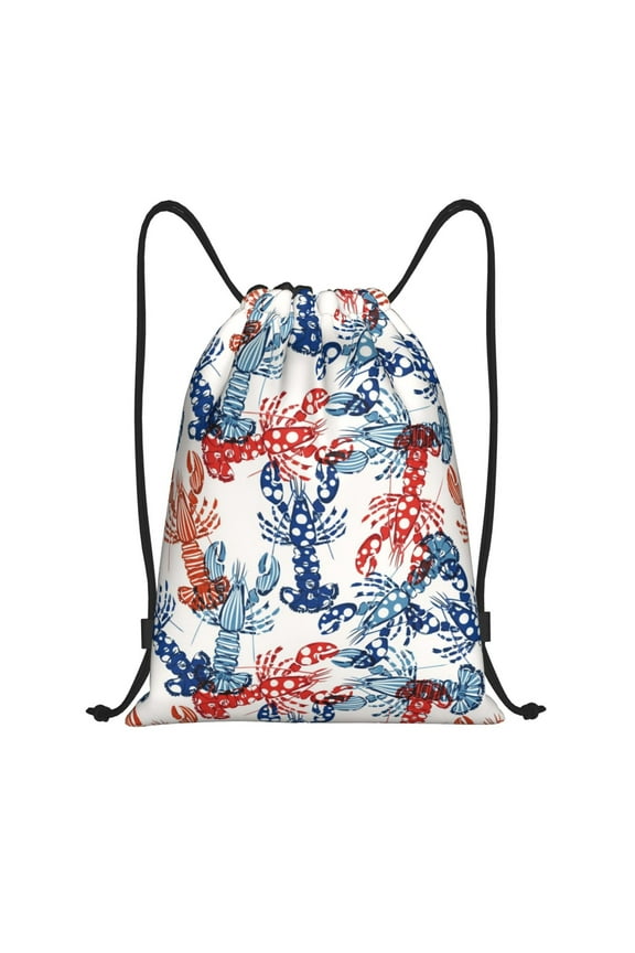 Red Lobster Print Drawstring Backpack Bag,Waterproof Draw String Back Sack, Gym Drawstring Bags Swim Bag For Unisex