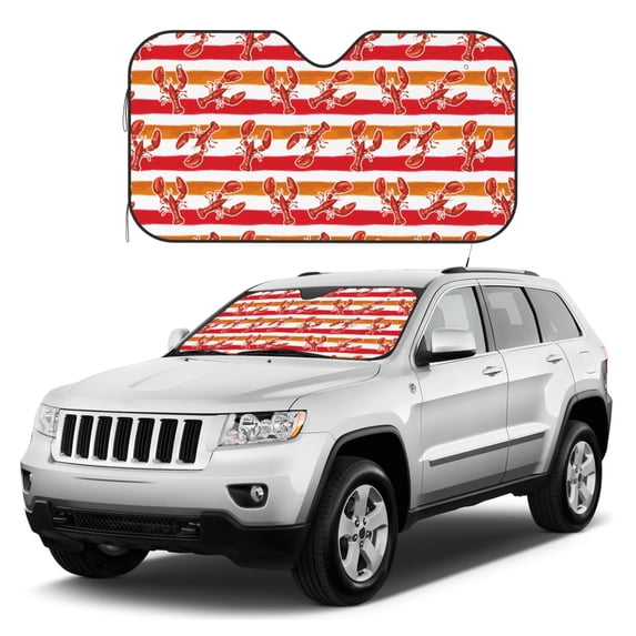 Kdxio Red Lobster Print Windshield Sun Shade, Foldable Sun Blocker for Car,Truck,SUV Automotive Interior Sun Protection,Reflective Shade for Front Windshield(Small)