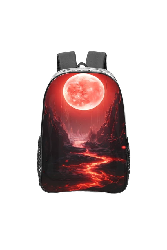 Red Moon Lava Clear Backpack, Transparent Bookbag for School for Women Men, Capacity Clear Bag for College, Travel
