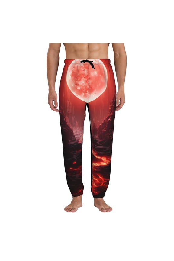 Red Moon Lava Pattern Joggers,Sweatpants for Men with Pockets-Medium