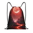 thumbnail image 1 of Kdxio Red Moon Lava Print Drawstring Backpack Bag,Waterproof Draw String Back Sack, Gym Drawstring Bags Swim Bag For Unisex, 1 of 5