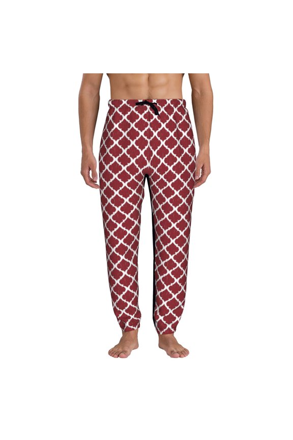 Red Moroccan Pattern Joggers,Sweatpants for Men with Pockets-Large