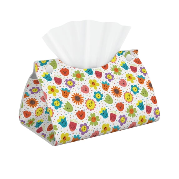 Kdxio Red Mushroom Print Tissue Box Cover,Modern PU Leather Rectangular Tissue Box Holder for Bathroom Living Room Bedroom Office Desk Car Home