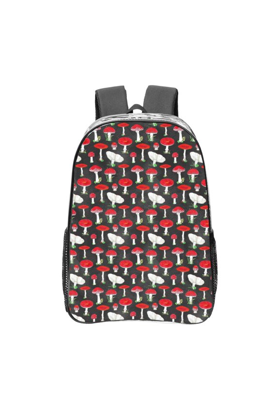 Red Mushrooms Clear Backpack, Transparent Bookbag for School for Women Men, Capacity Clear Bag for College, Travel