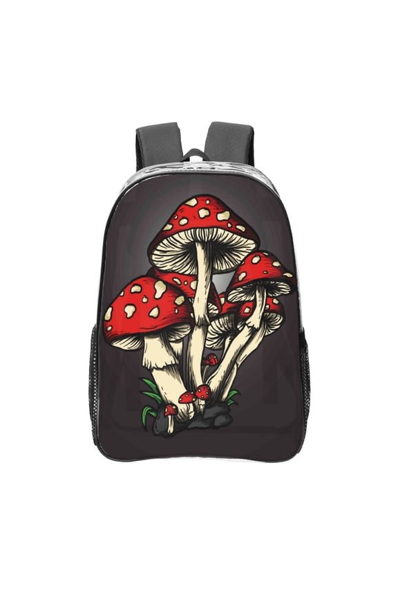 Red Mushrooms Clear Backpack, Transparent Bookbag for School for Women Men, Capacity Clear Bag for College, Travel