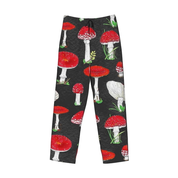 Kdxio Red Mushrooms Print Men's Sleep Pajama Pant Lounge Pants with Pockets