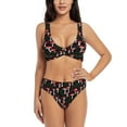 thumbnail image 1 of Kdxio Red Mushrooms Print Women's 2 Piece High Waisted Wrap Spaghetti Strap Summer Swimsuit Bikini Set-X-Large, 1 of 7