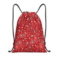 thumbnail image 1 of Kdxio Red Paisley Floral Print Drawstring Backpack Bag,Waterproof Draw String Back Sack, Gym Drawstring Bags Swim Bag For Unisex, 1 of 5