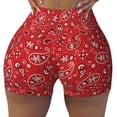 thumbnail image 1 of Kdxio Red Paisley Floral Print Workout Shorts for Women Seamless Soft Smooth Gym Yoga Scrunch Active Shorts, 1 of 5