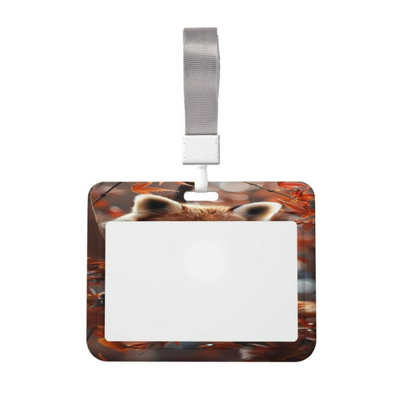 Kdxio Red Panda Autumn Branches Card Badge Holder Work Badge Sleeve for Office, School, Factory, ID Credit Cards, Driver Licenses and Passes