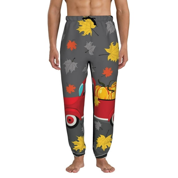Kdxio Red Pickup Truck With Pumpkins Pattern Joggers,Sweatpants for Men with Pockets-3X-Large