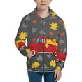 thumbnail image 1 of Kdxio Red Pickup Truck With Pumpkins Pattern Kids Boys Girls Zip Up Hoodie 3D Printed Hooded Sweatshirt Hoody Coat with Pocket 7-12 Y-Medium, 1 of 6