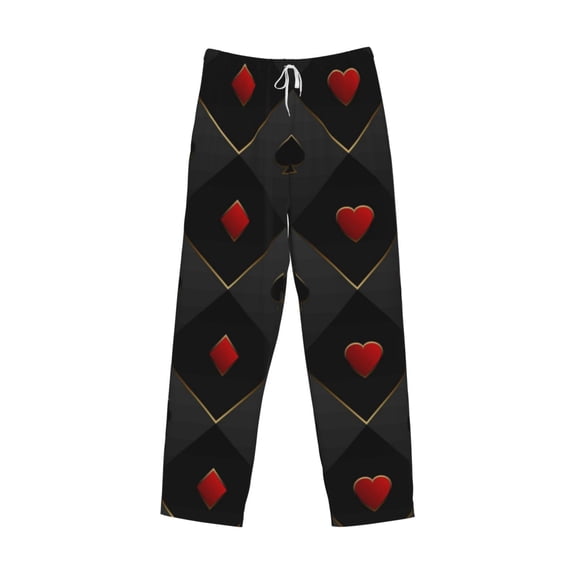 Kdxio Red Poker Print Men's Sleep Pajama Pant Lounge Pants with Pockets